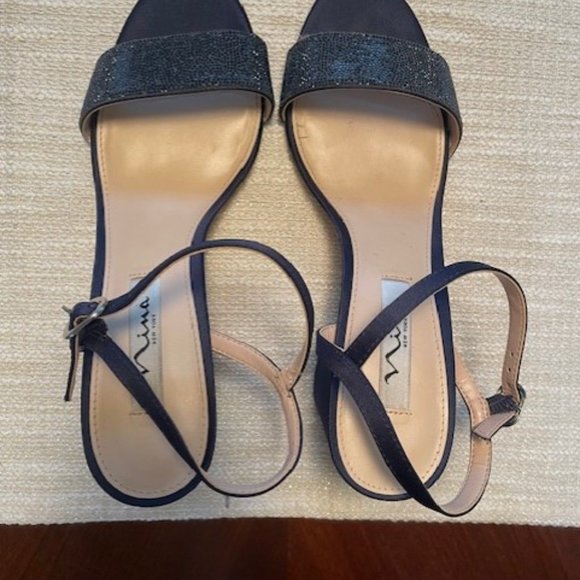 NINA Women's Haven Block Heel Evening Sandals Navy size 9.5M - Picture 3 of 7